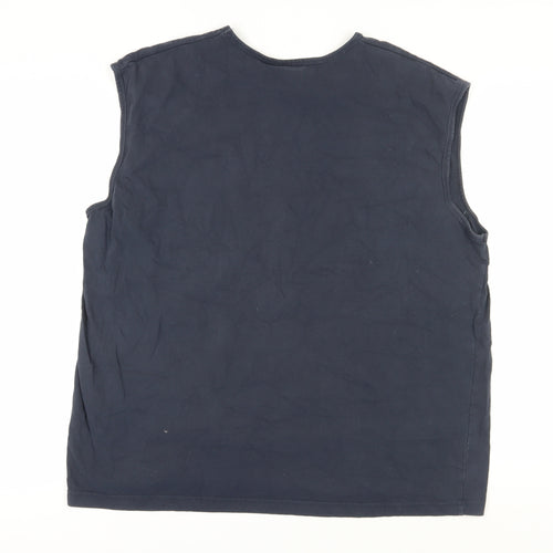 Asics Men's Blue Sleeveless Crew Neck T-Shirt 2XL