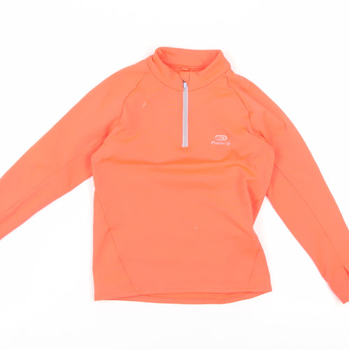 Decathlon Girls Orange 1/4 Zip Sweatshirt, 5-6 Years, Lightweight