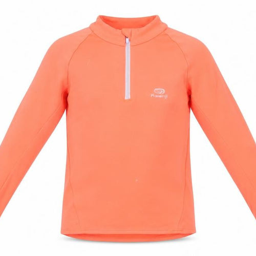Decathlon Girls Orange 1/4 Zip Sweatshirt, 5-6 Years, Lightweight