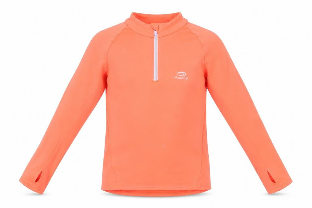 Decathlon Girls Orange 1/4 Zip Sweatshirt, 5-6 Years, Lightweight