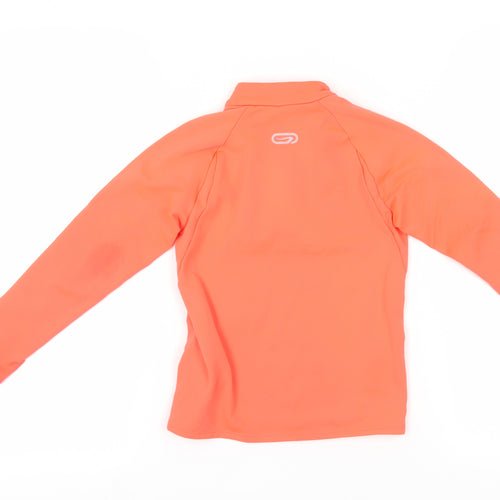 Decathlon Girls Orange 1/4 Zip Sweatshirt, 5-6 Years, Lightweight