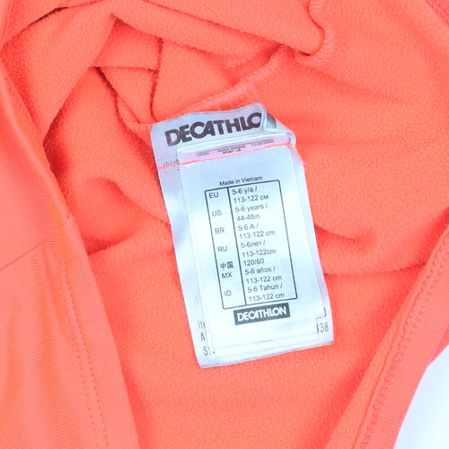 Decathlon Girls Orange 1/4 Zip Sweatshirt, 5-6 Years, Lightweight