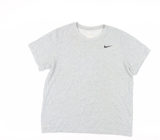 Nike Men's Grey Dri-FIT Crew Neck T-Shirt Size L