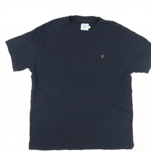 Farah Men's Black Cotton T-Shirt, Size L, Logo Accent