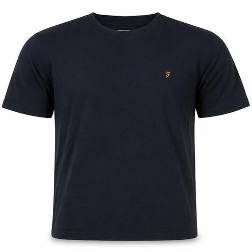 Farah Men's Black Cotton T-Shirt, Size L, Logo Accent