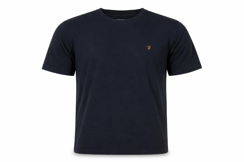 Farah Men's Black Cotton T-Shirt, Size L, Logo Accent