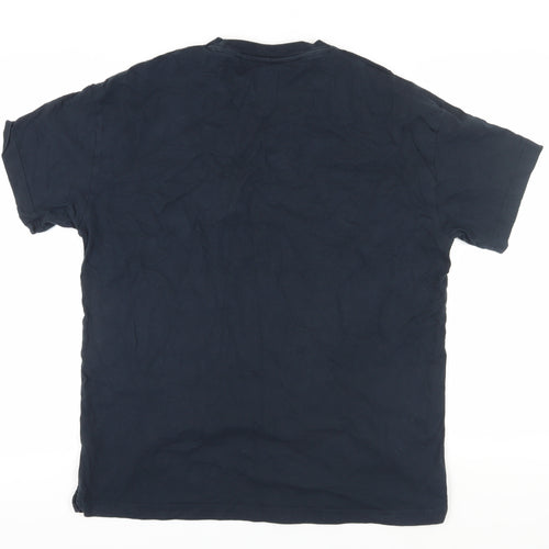 Farah Men's Black Cotton T-Shirt, Size L, Logo Accent
