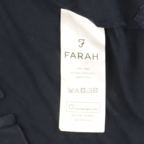 Farah Men's Black Cotton T-Shirt, Size L, Logo Accent