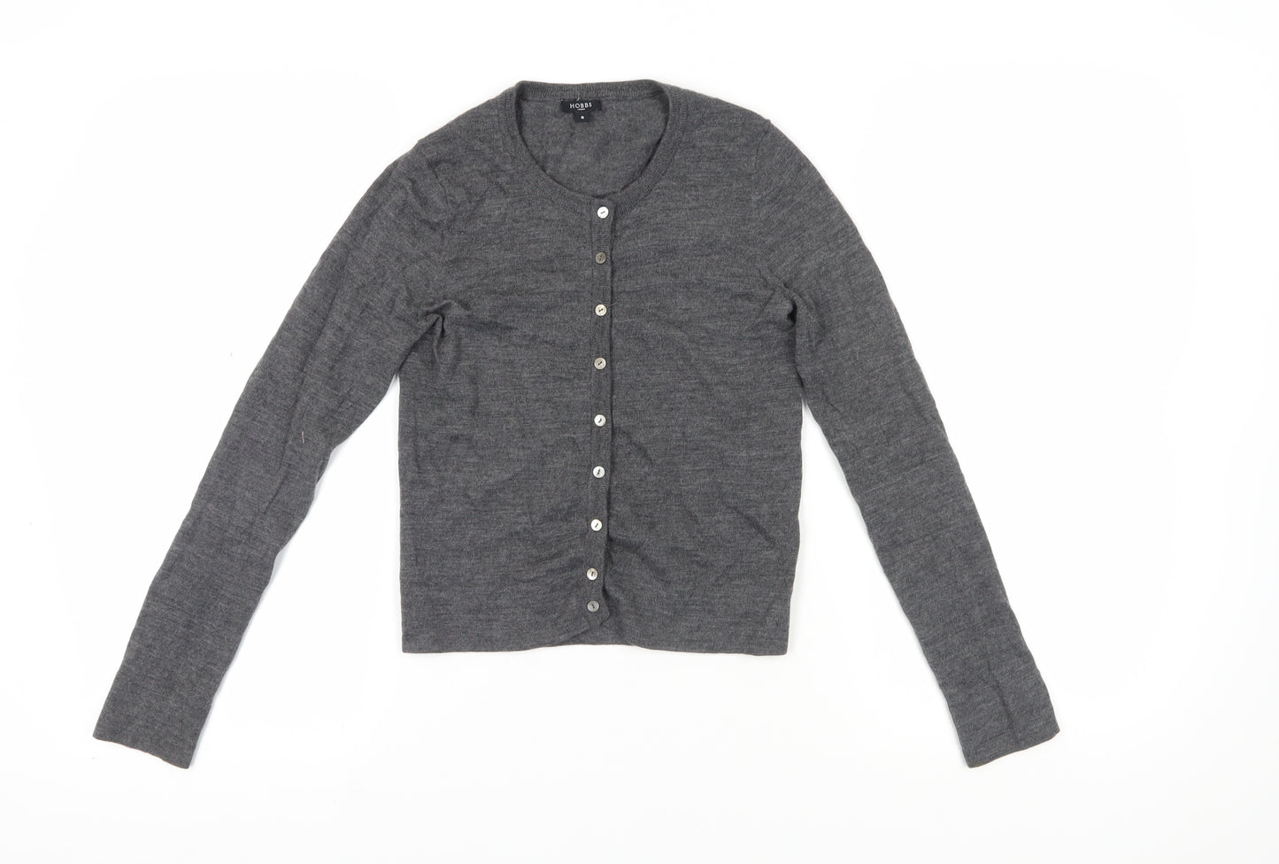 Hobbs Women's Grey Merino Wool Cardigan, Size 8