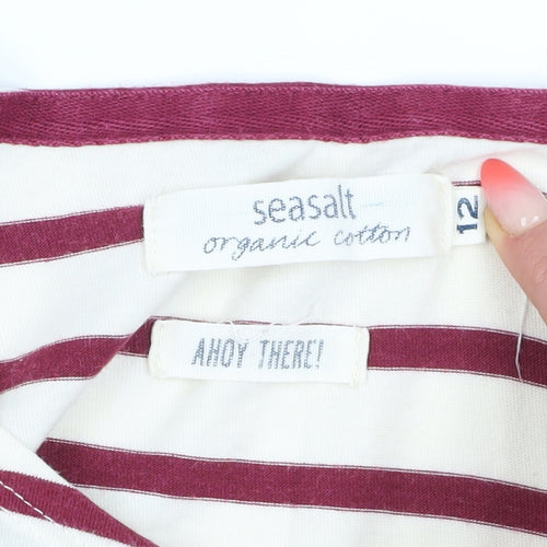 Seasalt Women's Red Striped T-Shirt, Size 12, Organic Cotton