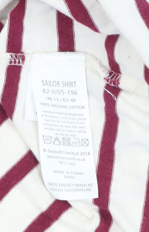 Seasalt Women's Red Striped T-Shirt, Size 12, Organic Cotton