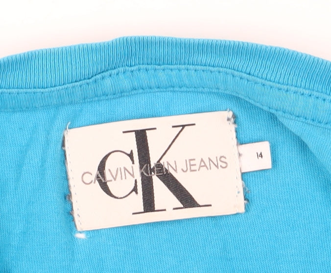 Calvin Klein Women's Blue T-Shirt Size 14