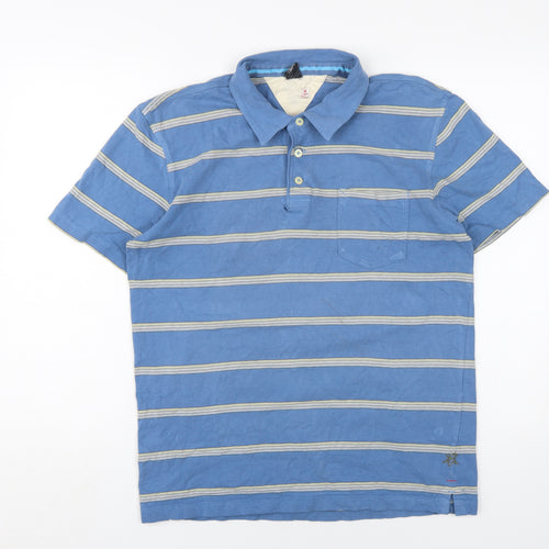 White Stuff Men's Blue Striped Polo Shirt M