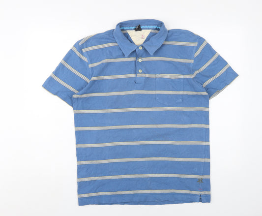 White Stuff Men's Blue Striped Polo Shirt M