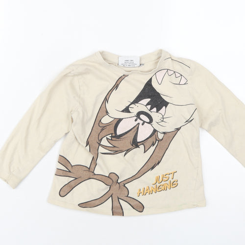 Looney Tunes Boys Beige Taz Long Sleeve T-Shirt 6-7 Years