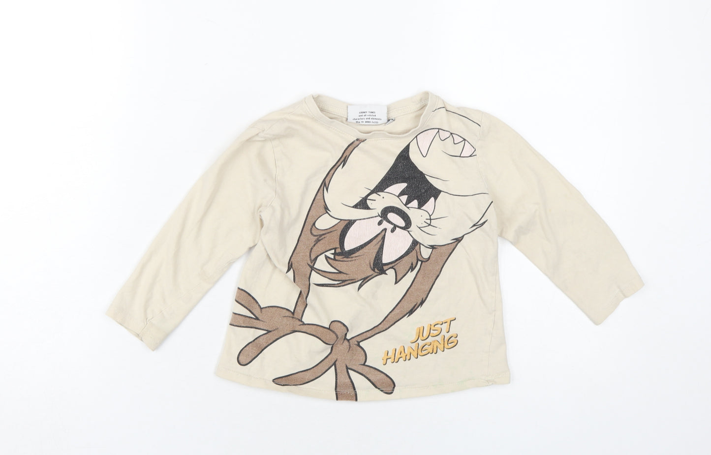 Looney Tunes Boys Beige Taz Long Sleeve T-Shirt 6-7 Years