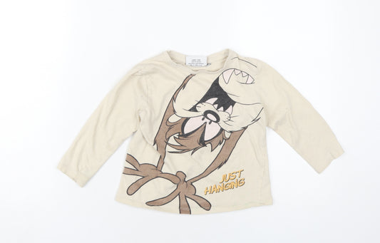 Looney Tunes Boys Beige Taz Long Sleeve T-Shirt 6-7 Years