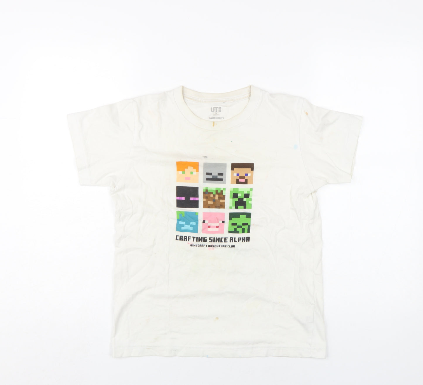 UNIQLO Boys White Minecraft T-Shirt, 11-12 Years, Casual Wear