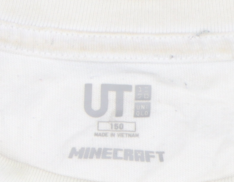 UNIQLO Boys White Minecraft T-Shirt, 11-12 Years, Casual Wear