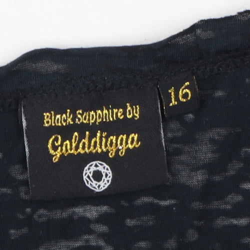 Golddigga Women's Black Sequin Long Sleeve T-Shirt Size 16