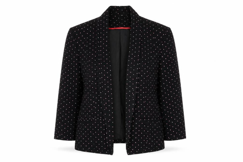 Front view of Red Herring Women's Black Polka Dot Blazer, size 10