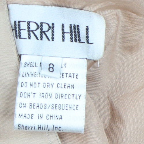 Sherri Hill Women's Beige Silk Long Mermaid Gown