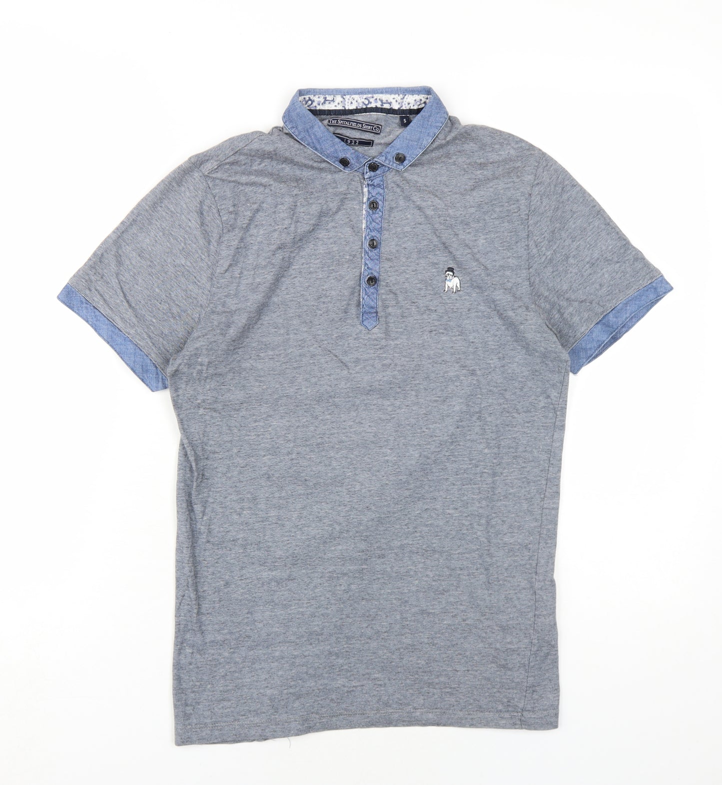 Spitalfields Men’s Small Grey Polo Shirt Cotton Blend