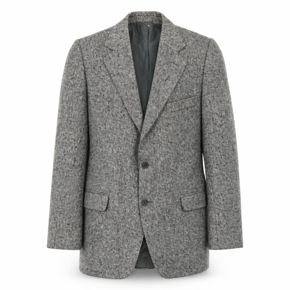 Front view of Glenmore Men's Grey Wool Blazer, size L, Classic Style