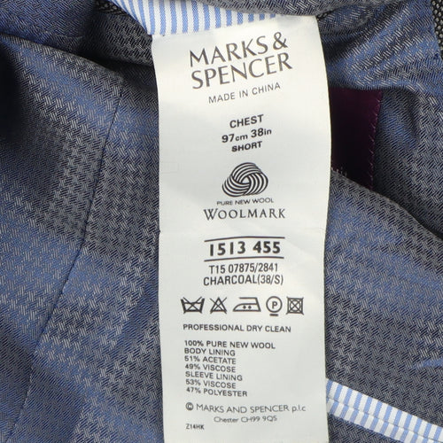 Marks and Spencer Men's Grey Wool Blazer 38 S