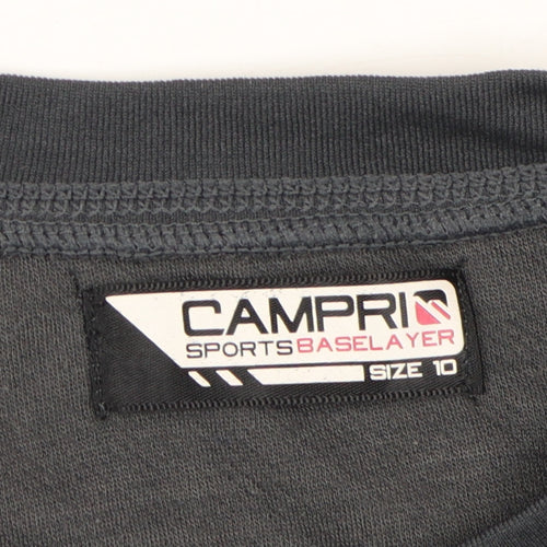 Campri Women's Black Long Sleeve T-Shirt, Size 10, Athletic Fit