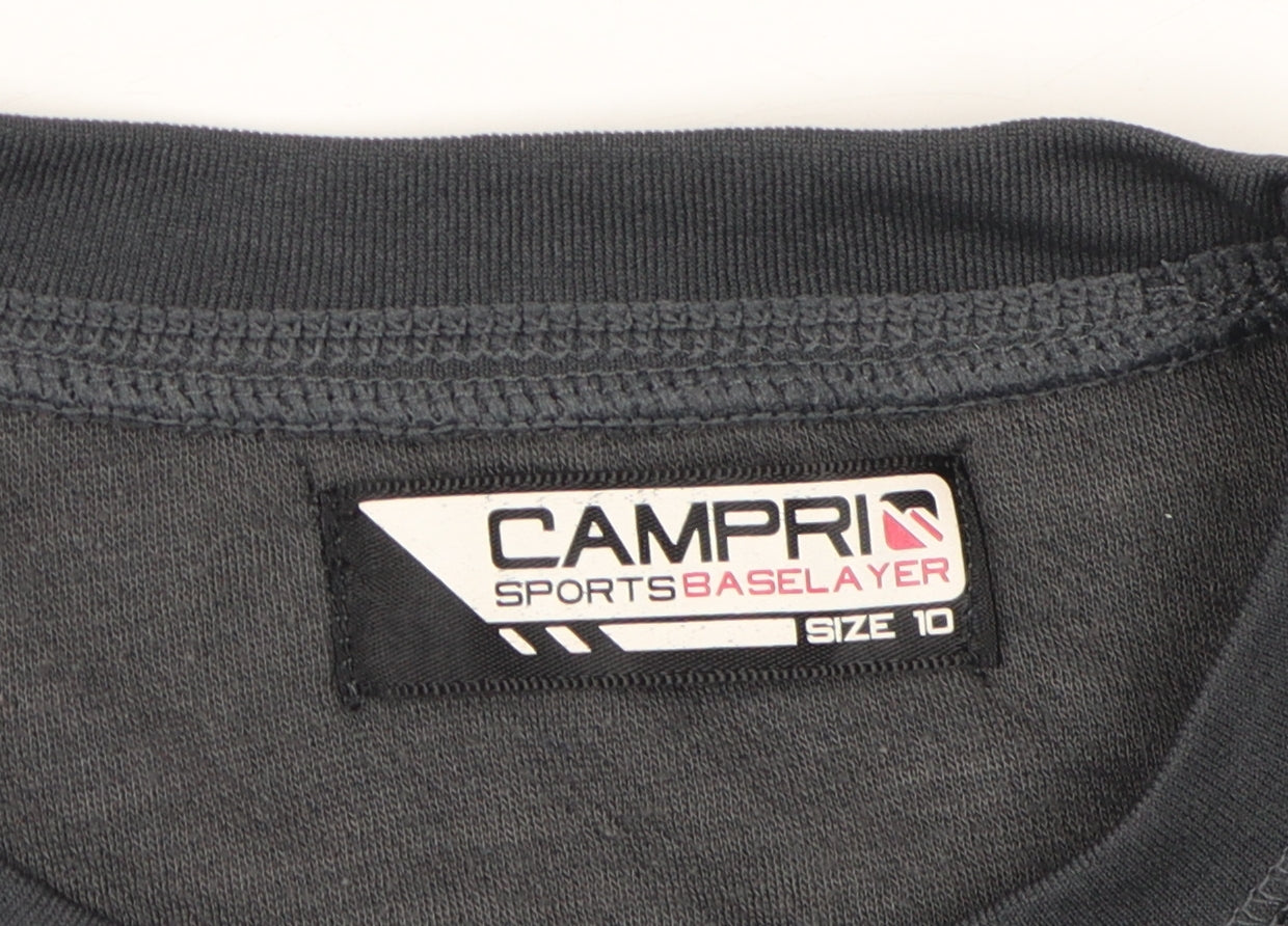 Campri Women's Black Long Sleeve T-Shirt, Size 10, Athletic Fit