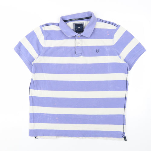 Crew Clothing Men's Purple Striped Polo Shirt L