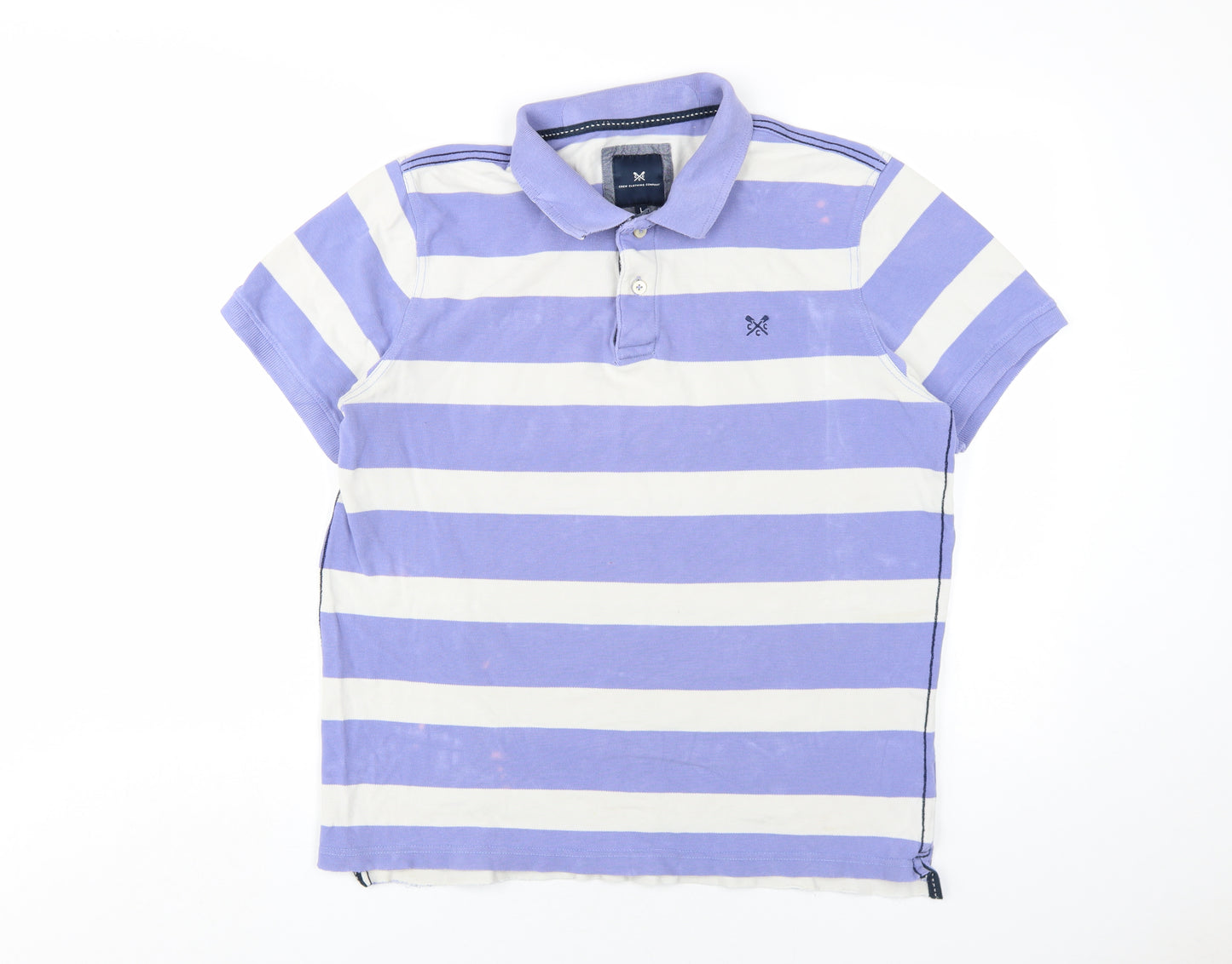 Crew Clothing Men's Purple Striped Polo Shirt L