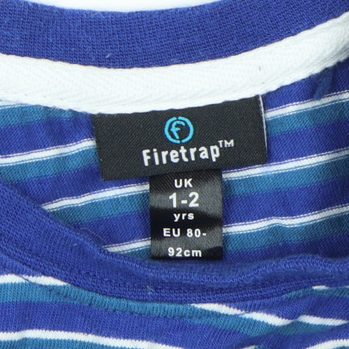 Firetrap Boys Blue Striped T-Shirt, Size 12-18 Months
