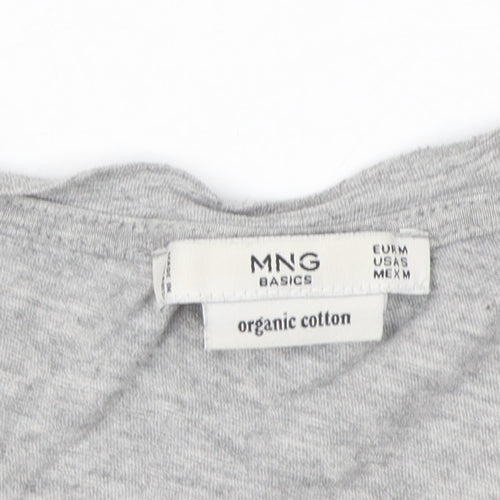 MNG Women's Grey Basic V-Neck T-Shirt, Size 12