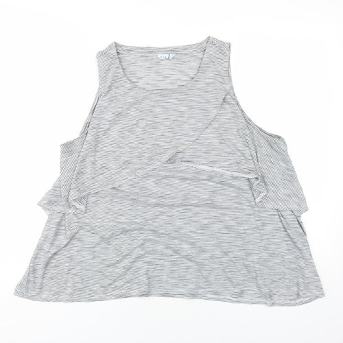 GAP Women's Grey Striped Tank Top XL Relaxed Fit