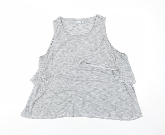 GAP Women's Grey Striped Tank Top XL Relaxed Fit