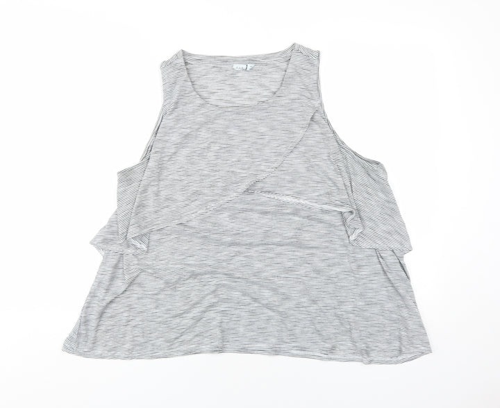 GAP Women's Grey Striped Tank Top XL Relaxed Fit