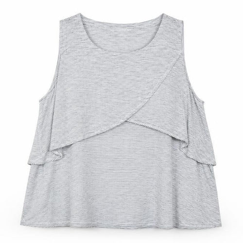 GAP Women's Grey Striped Tank Top XL Relaxed Fit