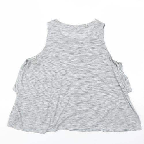 GAP Women's Grey Striped Tank Top XL Relaxed Fit