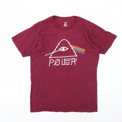 Poler Unisex Red T-Shirt, Size S, Casual, Crew Neck