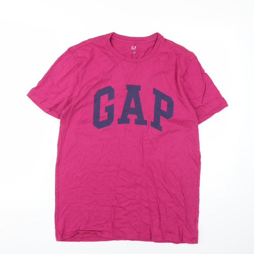 GAP Men's Pink M Logo T-Shirt, Crew Neck