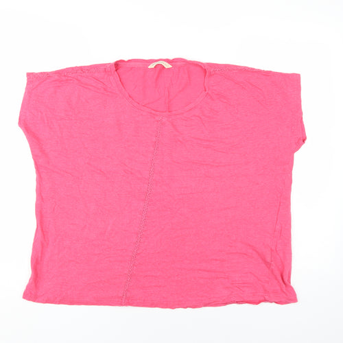 WoolOvers Women's Pink Relaxed Linen T-Shirt 2XL
