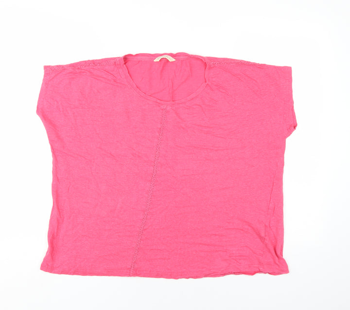 WoolOvers Women's Pink Relaxed Linen T-Shirt 2XL