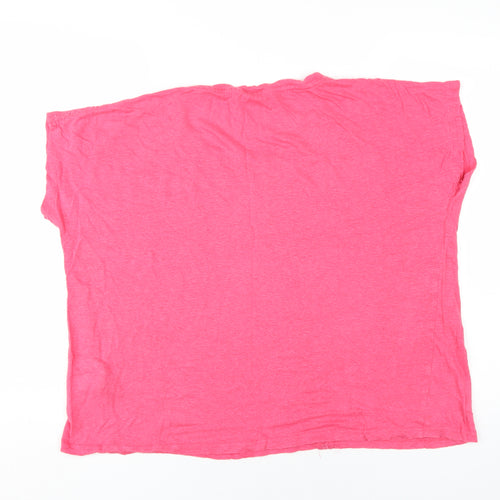 WoolOvers Women's Pink Relaxed Linen T-Shirt 2XL