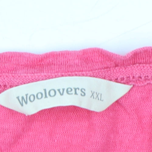 WoolOvers Women's Pink Relaxed Linen T-Shirt 2XL