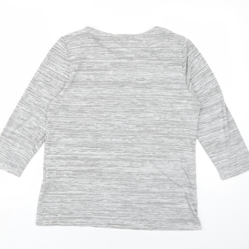 Jasper Conran Women's Grey Striped T-Shirt Size 14