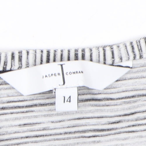 Jasper Conran Women's Grey Striped T-Shirt Size 14