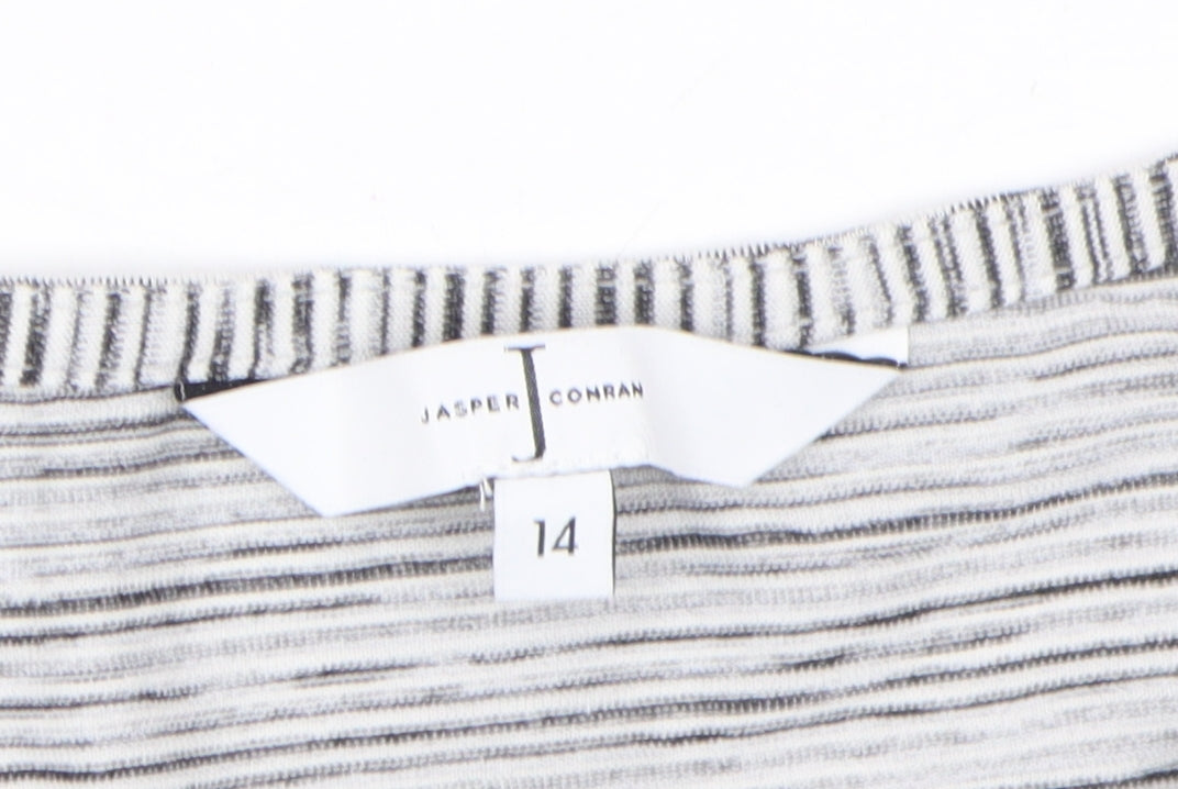 Jasper Conran Women's Grey Striped T-Shirt Size 14