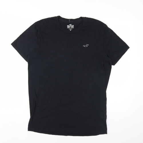 Hollister Men's Black Mid-Sleeve Crew Neck T-Shirt